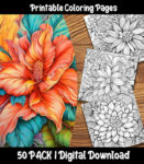 stylized flower coloring pages by happy colorist