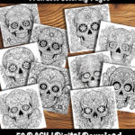 sugar skull coloring pages by happy colorist