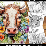 cow coloring pages by happy colorist