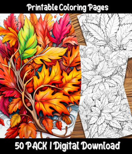 fall leaves coloring pages by happy colorist