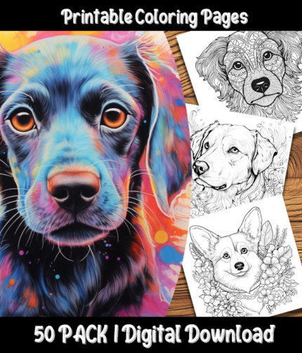 dog coloring pages by happy colorist