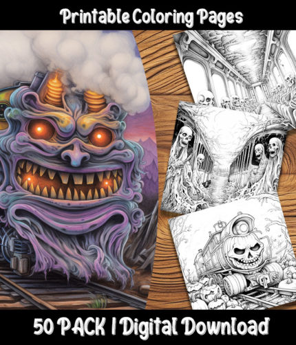 ghost train coloring pages by happy colorist
