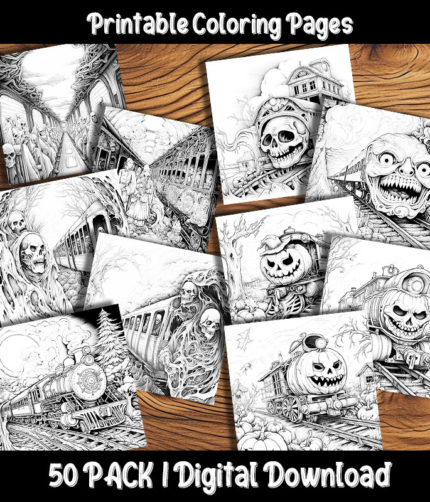 ghost train coloring pages by happy colorist