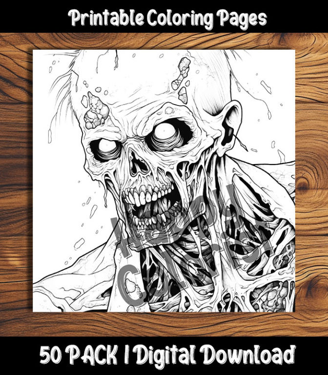 zombie coloring pages by happy colorist