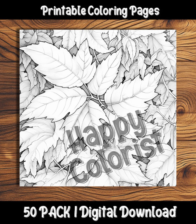 fall leaves coloring pages by happy colorist