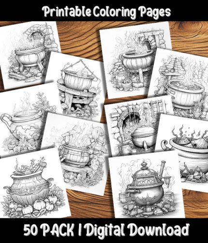 cauldron coloring pages by happy colorist