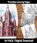 church coloring pages by happy colorist