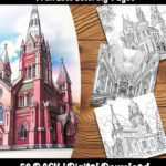 church coloring pages by happy colorist