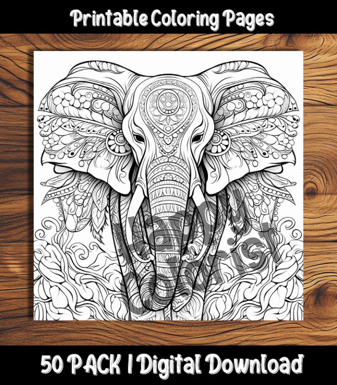 elephant coloring pages by happy colorist