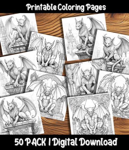 gargoyle coloring pages by happy colorist