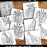giraffe coloring pages by happy colorist