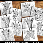 giraffe coloring pages by happy colorist