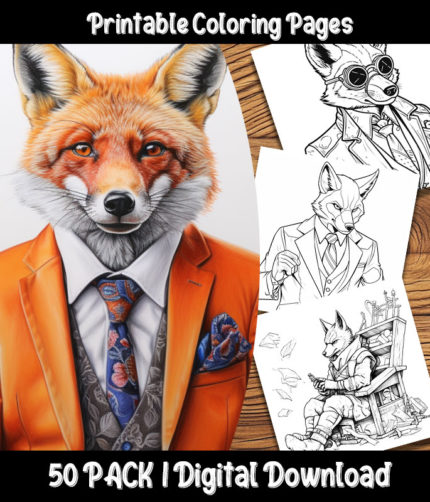 foxes in suits coloring pages by happy colorist