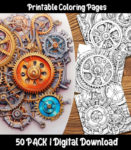 steampunk gears coloring pages by happy colorist