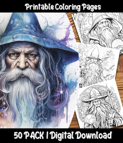 wizard coloring pages by happy colorist