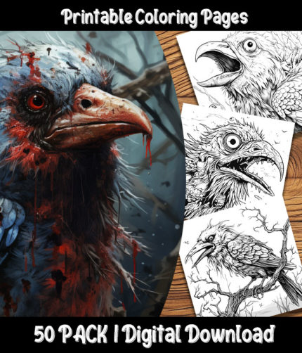 zombie bird coloring pages by happy colorist