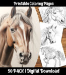 horses coloring pages by happy colorist