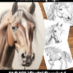 horses coloring pages by happy colorist