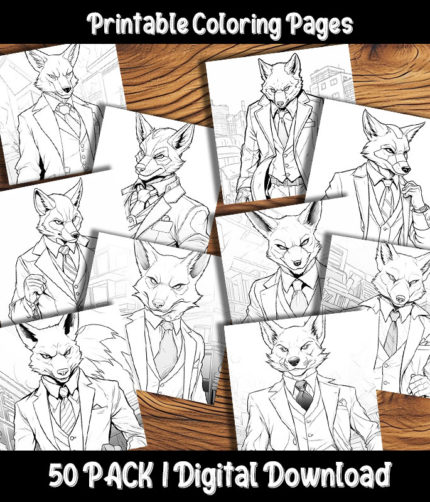 foxes in suits coloring pages by happy colorist