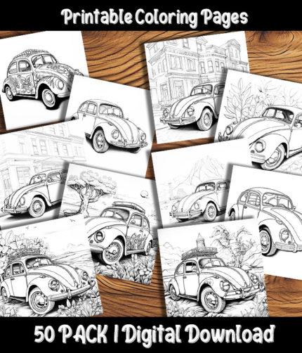 Volkswagen bug coloring pages by happy colorist