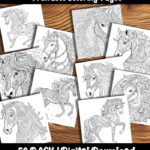 horses coloring pages by happy colorist