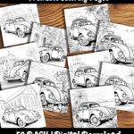 Volkswagen bug coloring pages by happy colorist