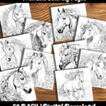 horses coloring pages by happy colorist