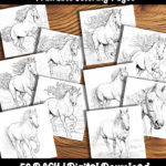 horses coloring pages by happy colorist