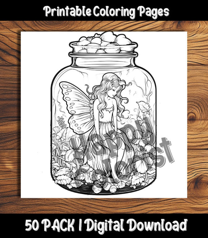 fairy jar coloring pages by happy colorist