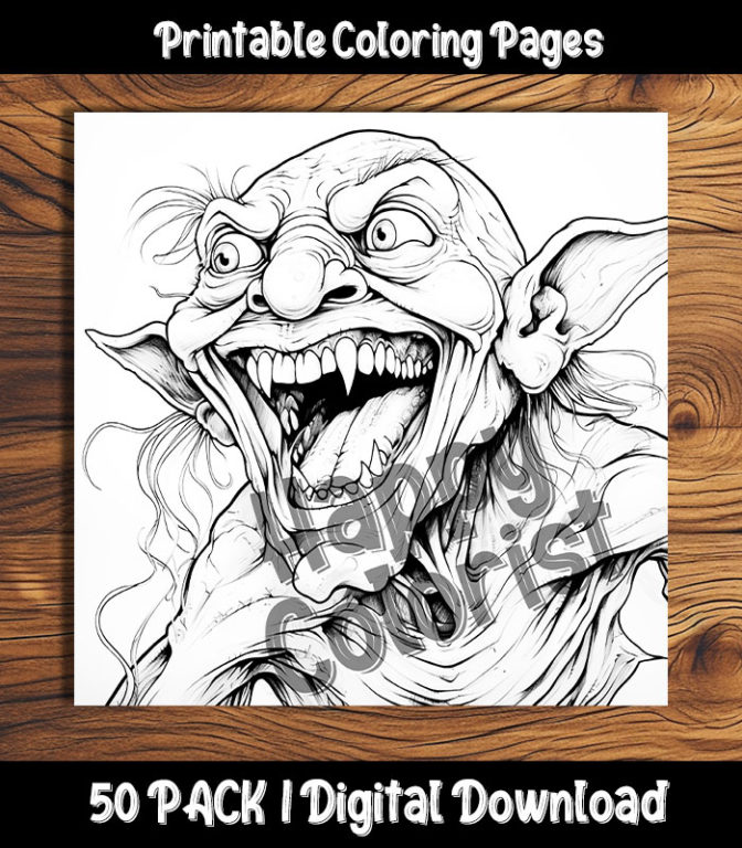 goblin coloring pages by happy colorist