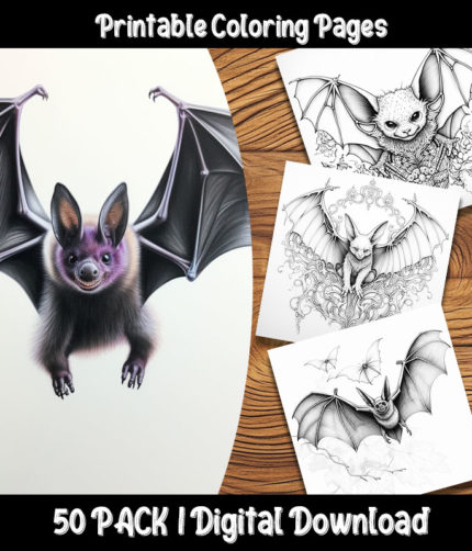 bats coloring pages by happy colorist