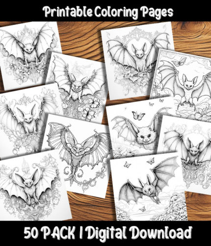 bats coloring pages by happy colorist