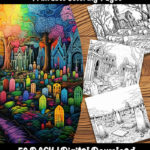 cemetery coloring pages by happy colorist