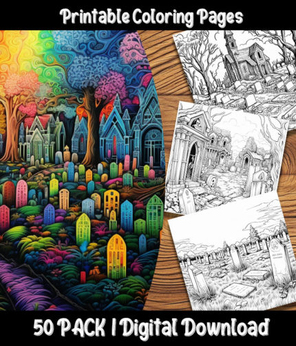 cemetery coloring pages by happy colorist