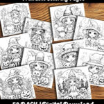 cute halloween coloring pages by happy colorist
