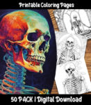 skeleton coloring pages by happy colorist