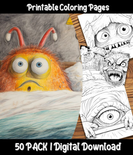 bed monsters coloring pages by happy colorist
