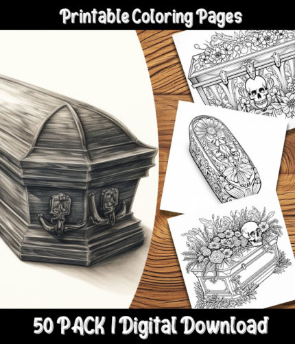 coffin coloring pages by happy colorist