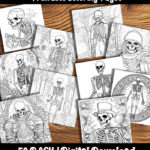 skeleton coloring pages by happy colorist