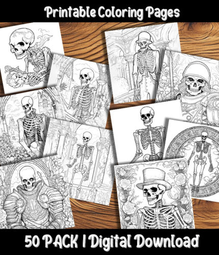 skeleton coloring pages by happy colorist