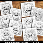 monster coloring pages by happy colorist