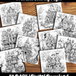 haunted house coloring pages by happy colorist