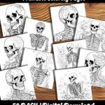 skeleton coloring pages by happy colorist