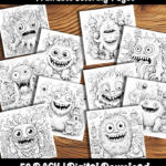 monster coloring pages by happy colorist