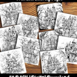 haunted house coloring pages by happy colorist