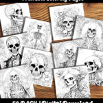 skeleton coloring pages by happy colorist