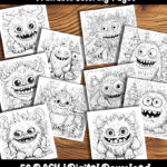 monster coloring pages by happy colorist