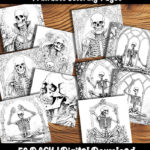 skeleton coloring pages by happy colorist