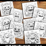 monster coloring pages by happy colorist