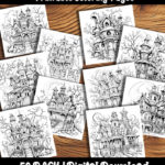 haunted house coloring pages by happy colorist